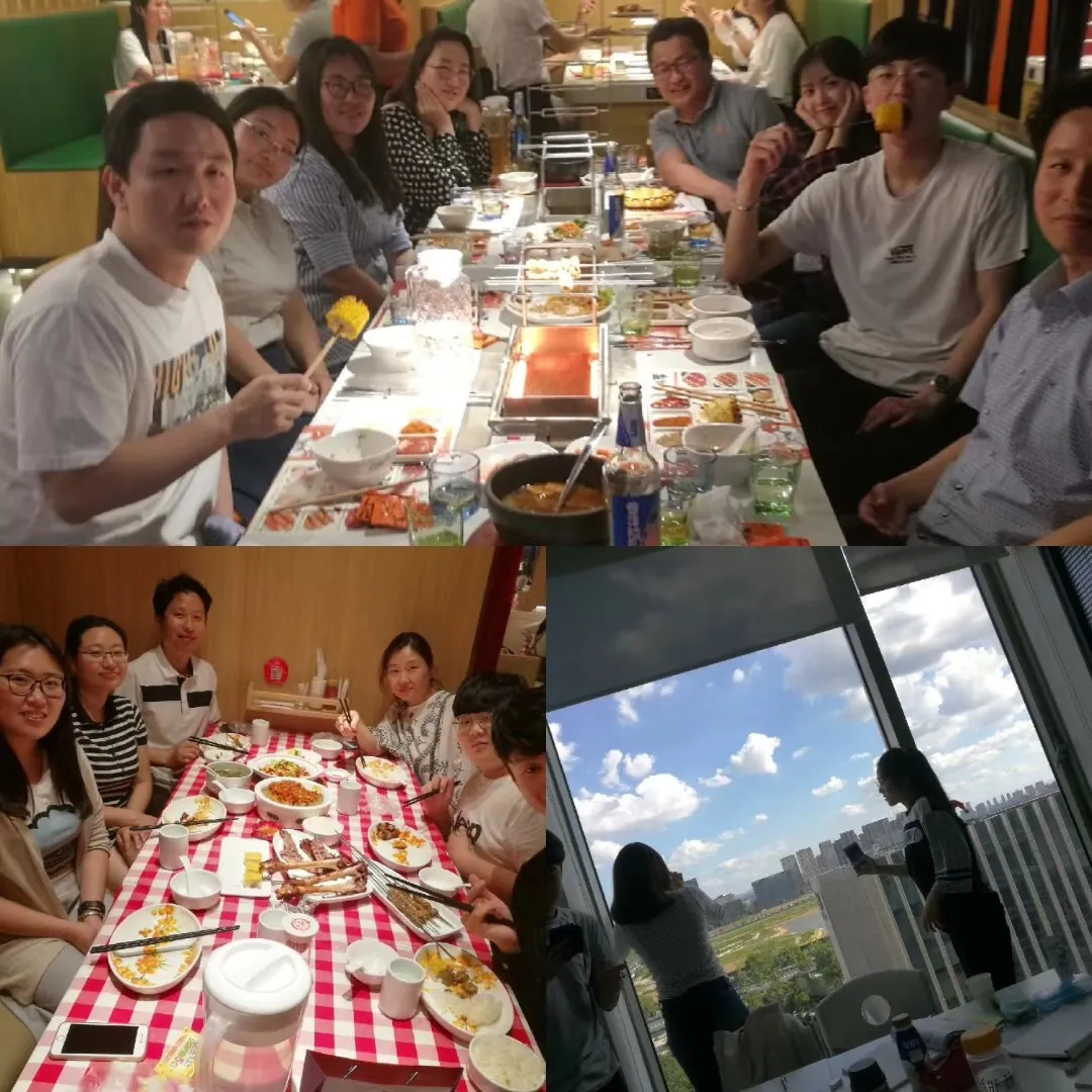 Teachers and students sharing a meal