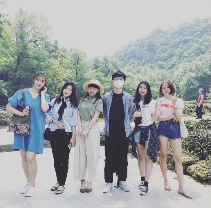 Students on a hillside outing